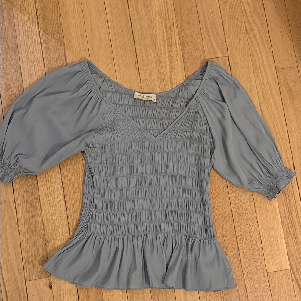 Lola & Sophie Gray Smocked Blouse